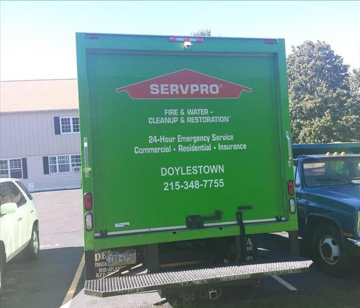 Back of a SERVPRO box truck.